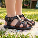 Huaraches Siena para niño, color negro cafe, corrida 130-140