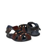 HUARACHES SIENA NIÑO 590 PIEL NEGRO/ CAFÉ 15-17