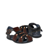 HUARACHES SIENA NIÑO 590 PIEL NEGRO/ CAFÉ 15-17