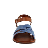 SANDALIAS DAMA NOMADAS 922 TEXTIL CAFÉ/AZUL