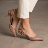 TACONES DE FIESTA NOMADAS MUJER 70110 TEXTIL ROSA