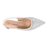 TACONES DE FIESTA CLASBEN MUJER DIAMANTE TEXTIL BLANCO