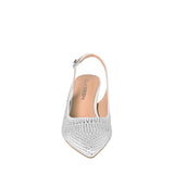 TACONES DE FIESTA CLASBEN MUJER DIAMANTE TEXTIL BLANCO
