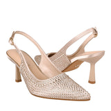 TACONES DE FIESTA MUJER CLASBEN DIAMANTE TEXTIL ORO