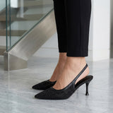 TACONES DE FIESTA CLASBEN MUJER CUARZO TEXTIL NEGRO