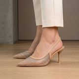 TACONES DE FIESTA CLASBEN MUJER CUARZO SIMIPIEL BEIGE