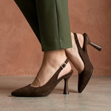 TACONES CLASBEN MUJER JUNO SUEDE CAFÉ