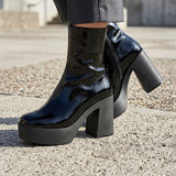 BOTINES STYLO MUJER 147-04 CHAROL NEGRO