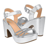 SANDALIAS DE FIESTA DAMA STYLO 19006 SIMIPIEL PLATA