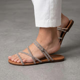 SANDALIAS STYLO MUJER 20056 TEXTIL PLATA