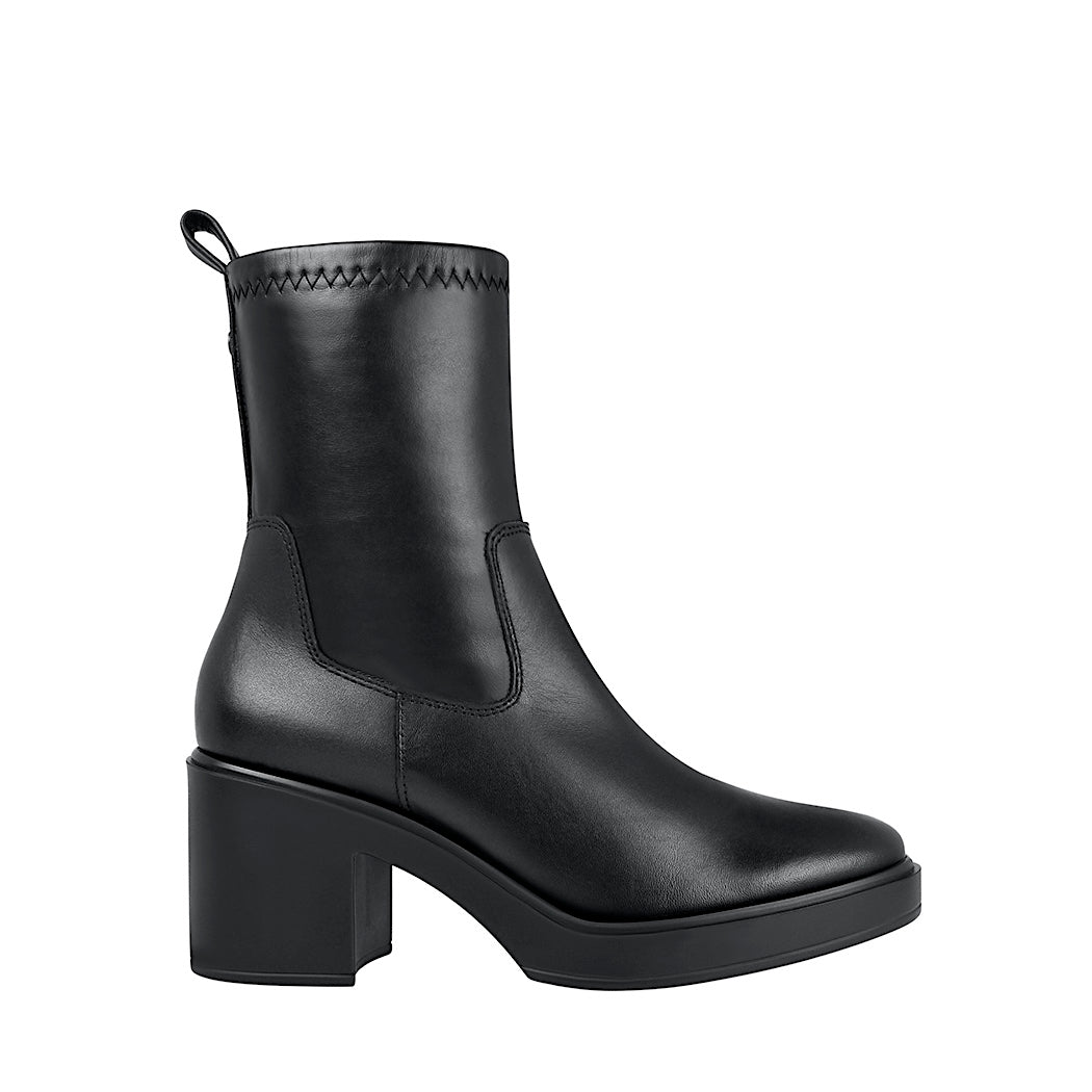 Botines De Piel Gemini Para Mujer, Tacón 4 Cm, Cremallera, Color Gris/negro, Talla Normal