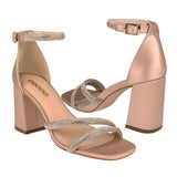 SANDALIAS DE FIESTA DAMA STYLO 22714 TEXTIL ORO ROSADO