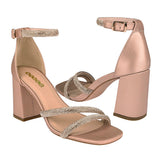 SANDALIAS DE FIESTA DAMA STYLO 22714 TEXTIL ORO ROSADO