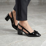 Tacones Stylo para mujer, color charol negro, corrida 23-26