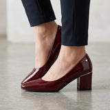 Tacones Stylo para mujer, color charol vino, corrida 23-26