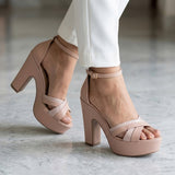 Sandalias Stylo para mujer, color simpiel beige, corrida 23-26