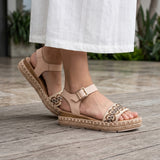 SANDALIAS STYLO MUJER ML-8510 TEXTIL BEIGE