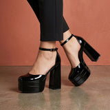 TACONES FOREVER MUJER TWICE-13 CHAROL NEGRO