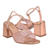 SANDALIAS DE FIESTA STYLO MUJER 0600 TEXTIL ORO/ROSADO