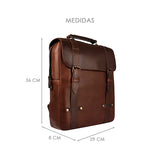 BACKPACK UNISEX STYLO CONTRASTE PIEL CAFÉ