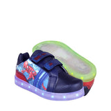 Tenis Led Spiderman para niño simipiel marino con rojo 3507