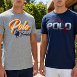 DUO PACK PLAYERAS HOMBRE POLO PL02121-PL02102 TEXT GRIS/MAR