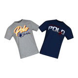 DUO PACK PLAYERAS HOMBRE POLO PL02121-PL02102 TEXT GRIS/MAR